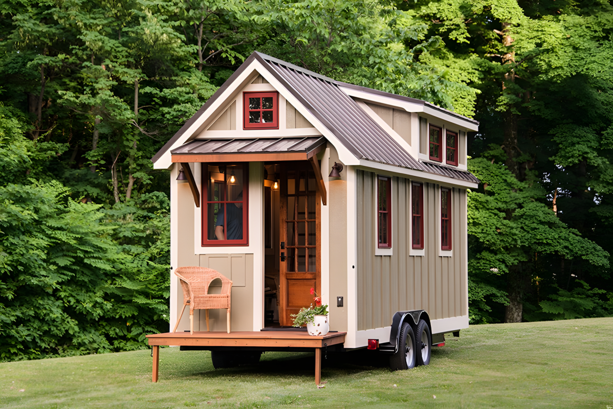 Cottage-style tiny house delivers rustic living on wheels for two