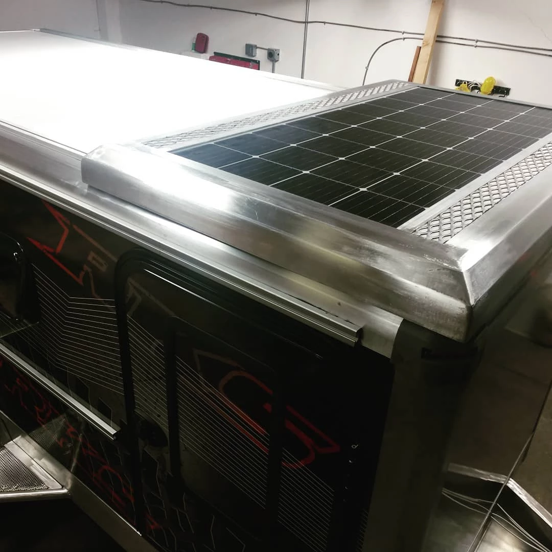 The optional 210-W solar panel integrated neatly in the pop-up roof, leaving the sky deck wide open for business