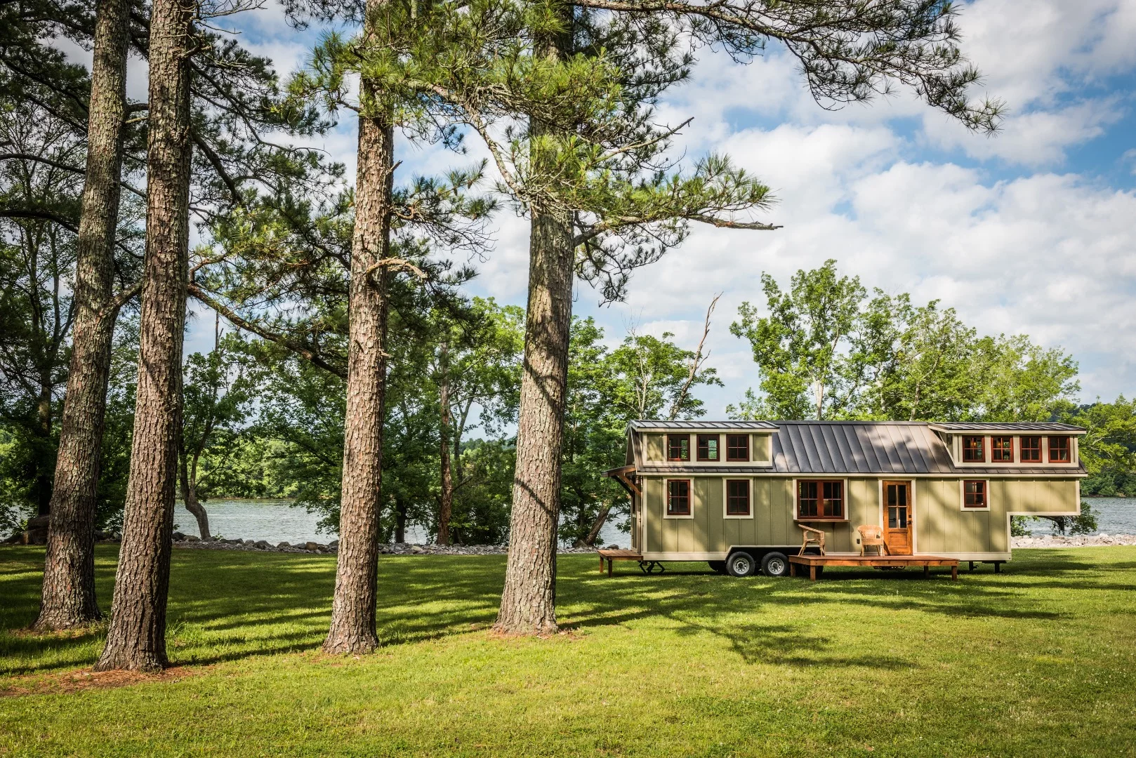 The Denali is clad in board and batten siding and topped by a standing seam metal roof