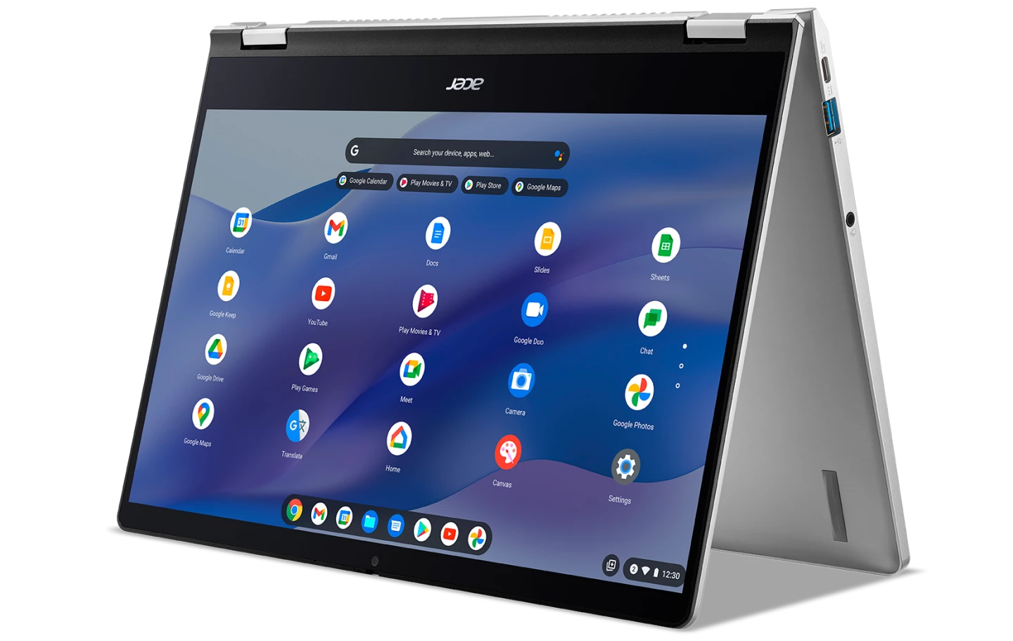 A 360-degree hinge allows the Chromebook Spin 514 to adopt four different display modes