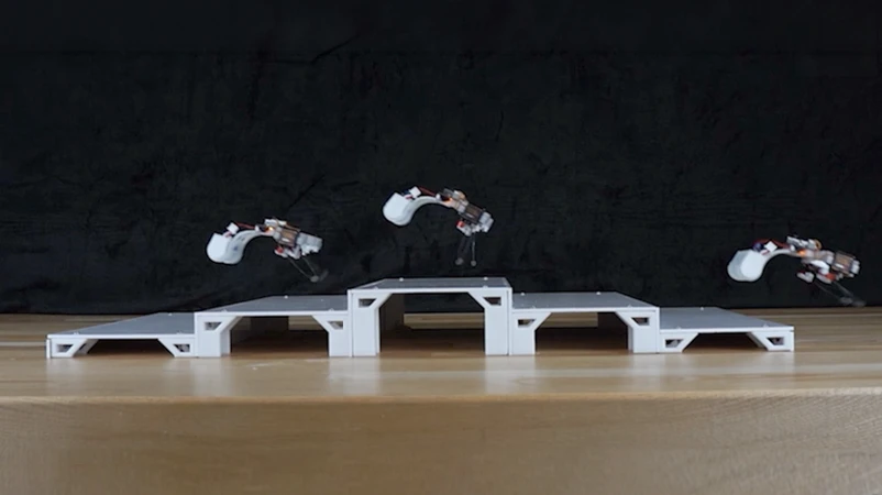 The robot shown leaping up a set of small steps