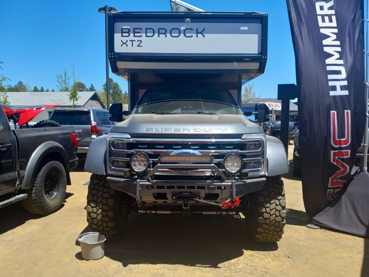 The 330-hp face of the Ford F-550 Super Duty that serves as the tractor of this big rig