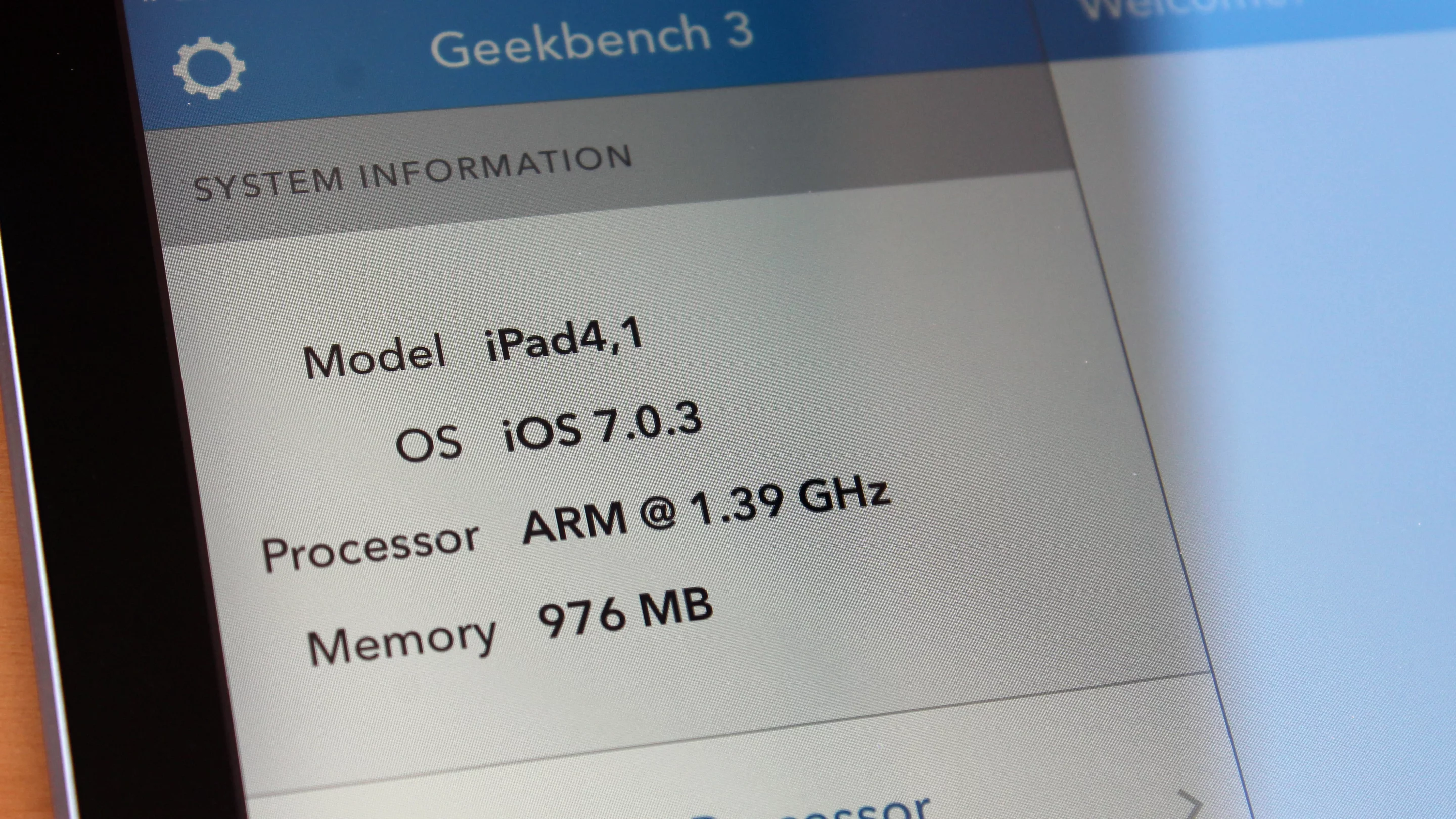 The iPad's A7 chip has a dual core processor, clocked at 1.4 GHz, along with 1 GB of RAM