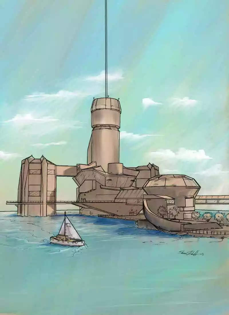 Artist's impression of the space elevator Earth station (Image: LiftPort)