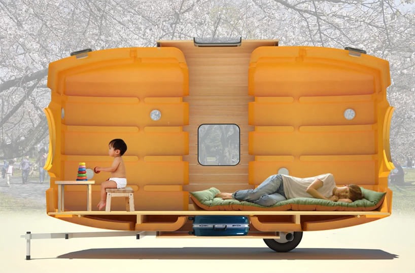 The Taku-Tanku can accommodate two to three people and has a compartment to store some luggage or belongings