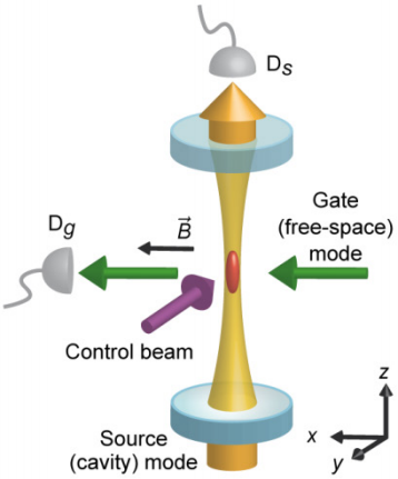 This optical transistor consists of cooled cesium atoms trapped inside an optical resonator (Image: MIT)
