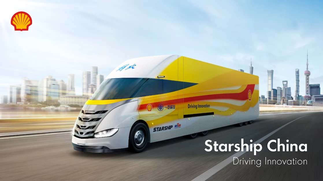 In China, Shell's Starship truck is a diesel-electric hybrid, providing a different powertrain test opportunity for the company's products