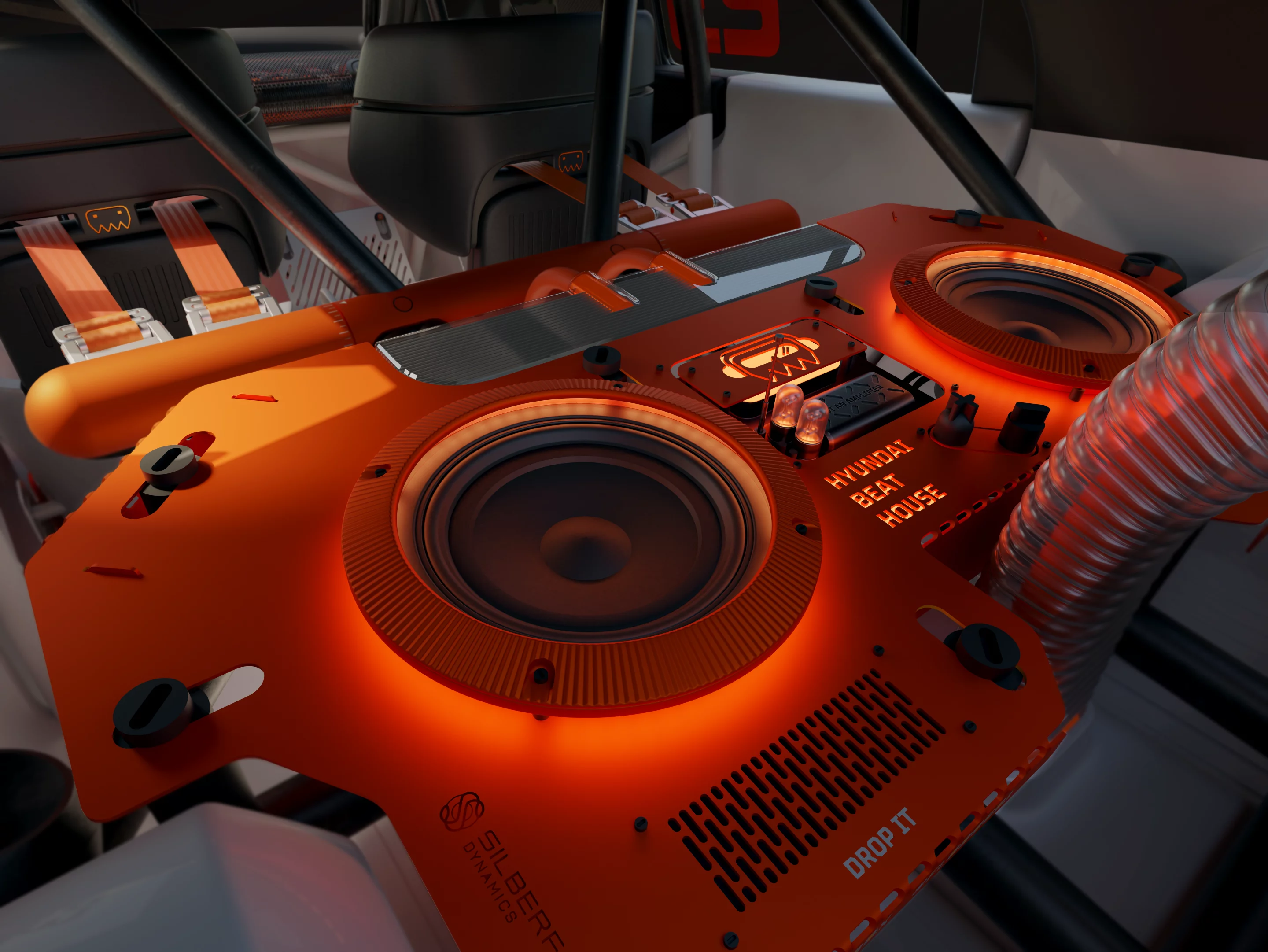 Hyundai fitted an audio set from Beat House in the concept which resembles a DJ turntable