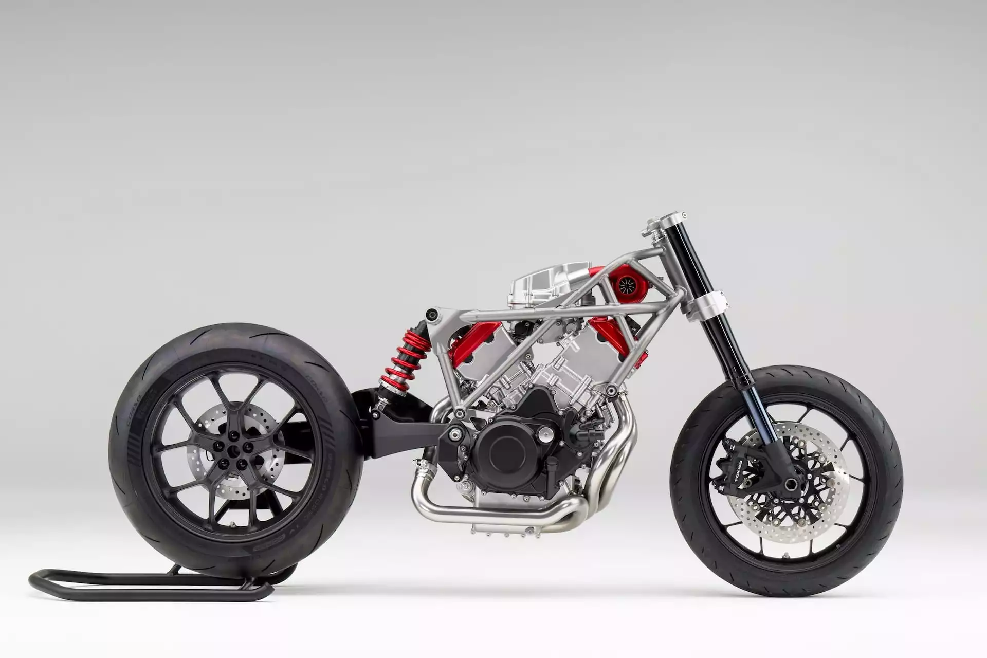 The V3 4-stroke engine is water-cooled