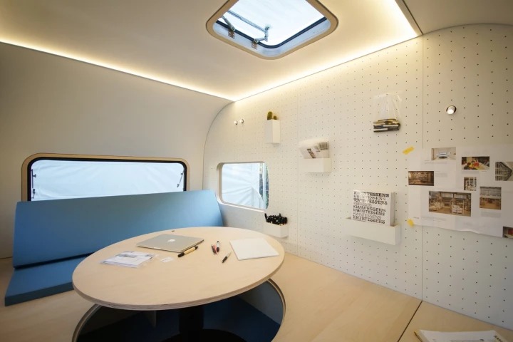 The dojowheels mobile office provides a space for working and conducting team meetings when away from the Five AM HQ