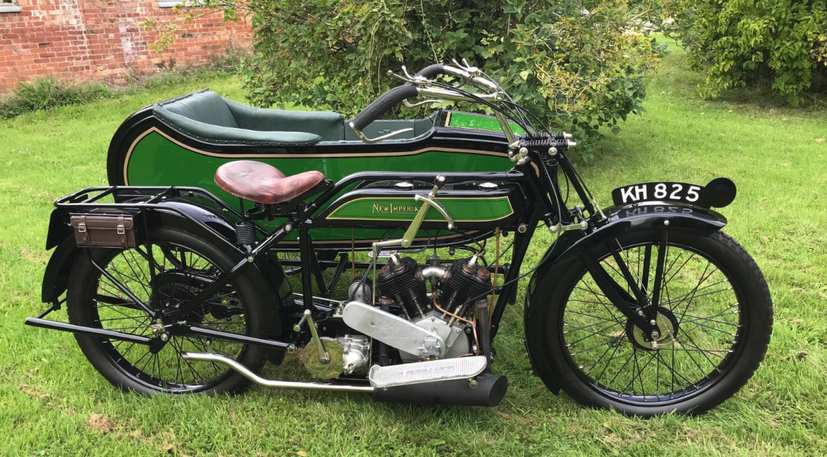 This 1925 New Imperial 8hp Model 7 combination has quite some provenance, being formerly owned by the New Imperial Club's founder and chairman, and more recently by media personality Richard Hammond. Auction Description
