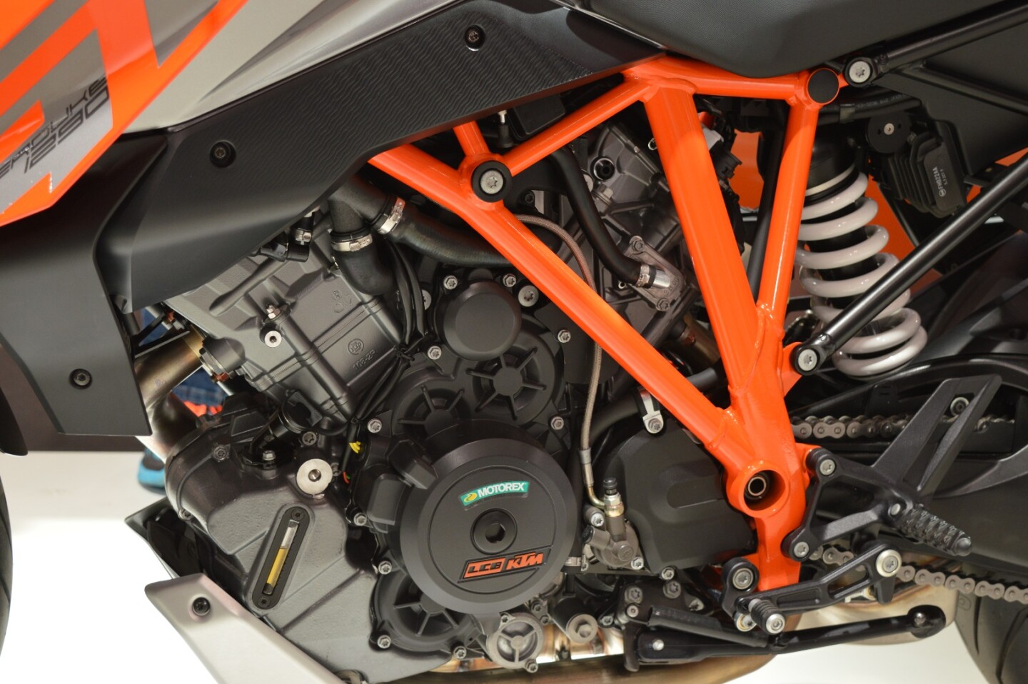 The LC8 engine in the KTM 1290 Super Duke GT has been cleverly modified for touring without compromising its monstrous power figures