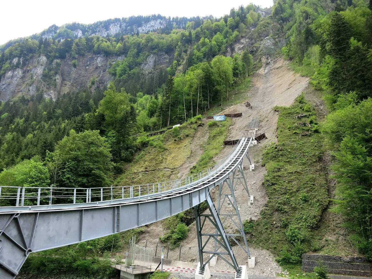 The Stoosbahn funicular railway carries passengers up a 47.73-degree incline