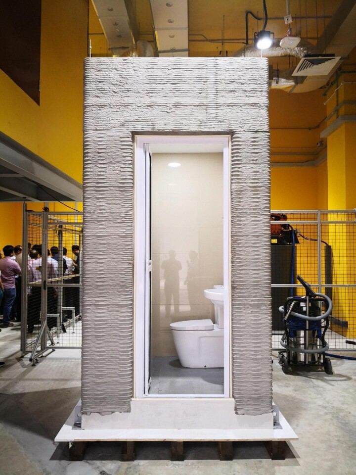 3D-printed bathroom units take shape in a single day