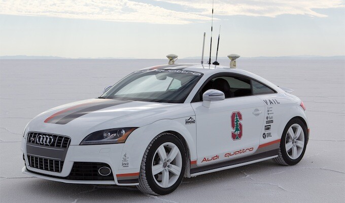 Shelley parked at Bonneville Salt Flats