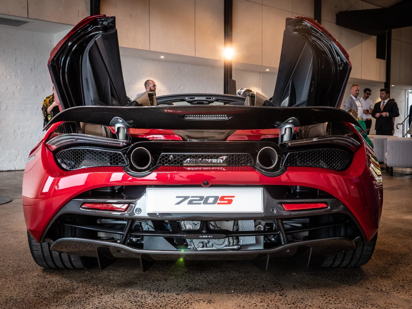 The active rear wing and its actuators are a focal point from the rear