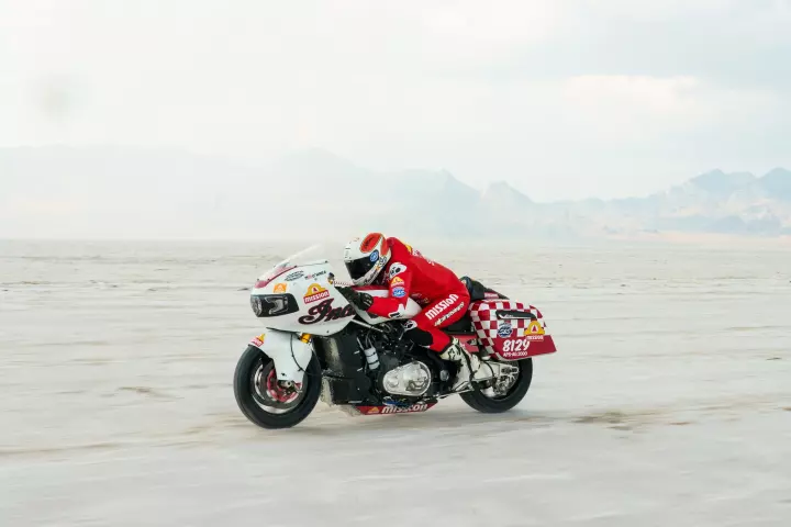 Indian Motorcycles' race-spec Challenger achieved close to 200 miles per hour at Bonneville Salt Flats