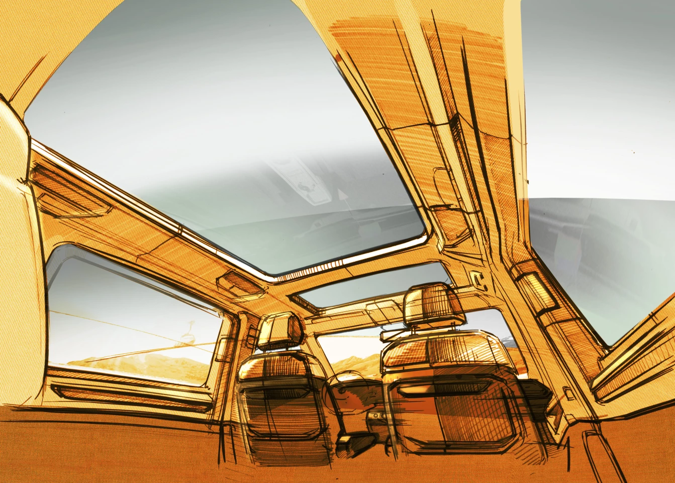 Volkswagen teases a large Multivan glass roof and a more versatile interior with full floor rail system and only individual seats