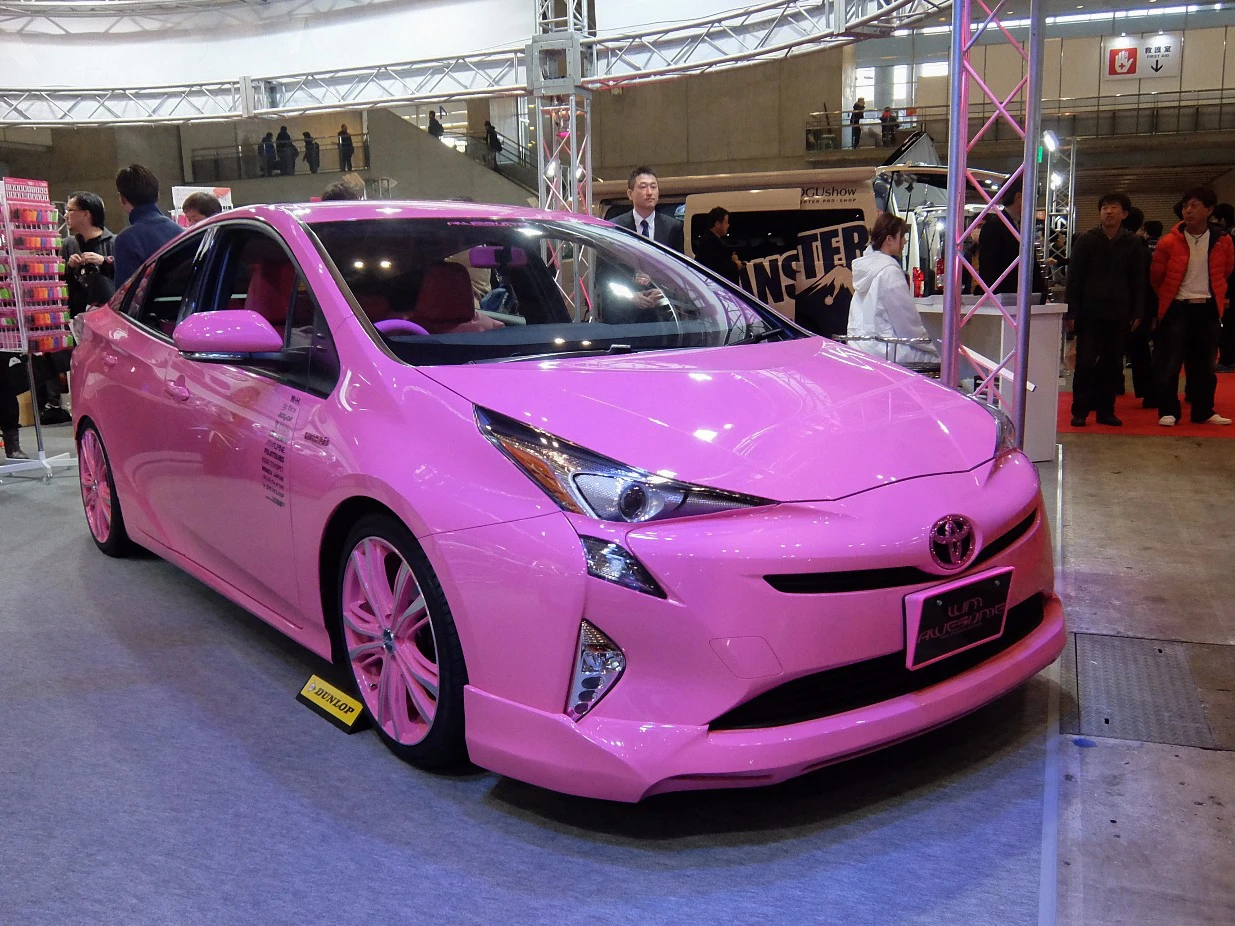 The Toyota Prius in shocking pink