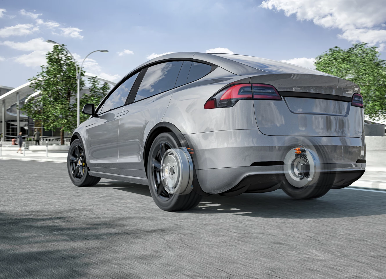 Continental and DeepDrive Drive-Brake disc shown inside a car's rear wheels