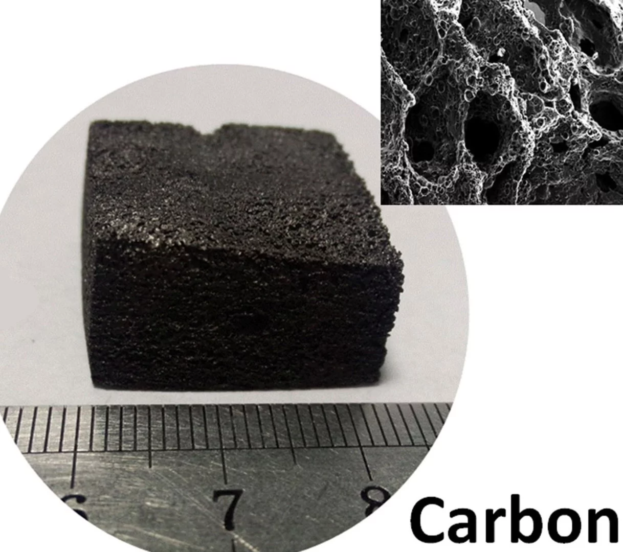 A close-up view of the carbon foam