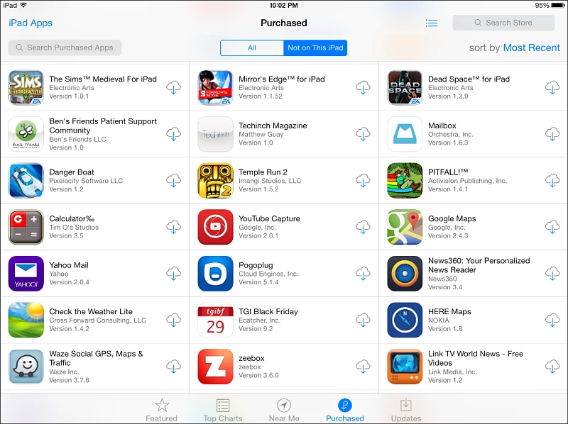 Download previously purchased apps