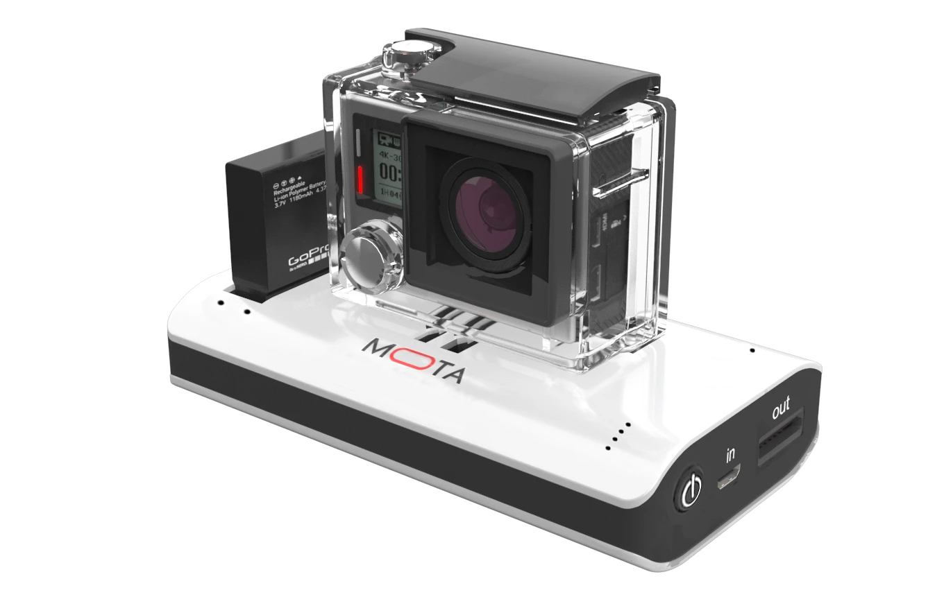 The Mota charger requires users to use a wireless receiver in their GoPro's USB-port in place of the regular cover