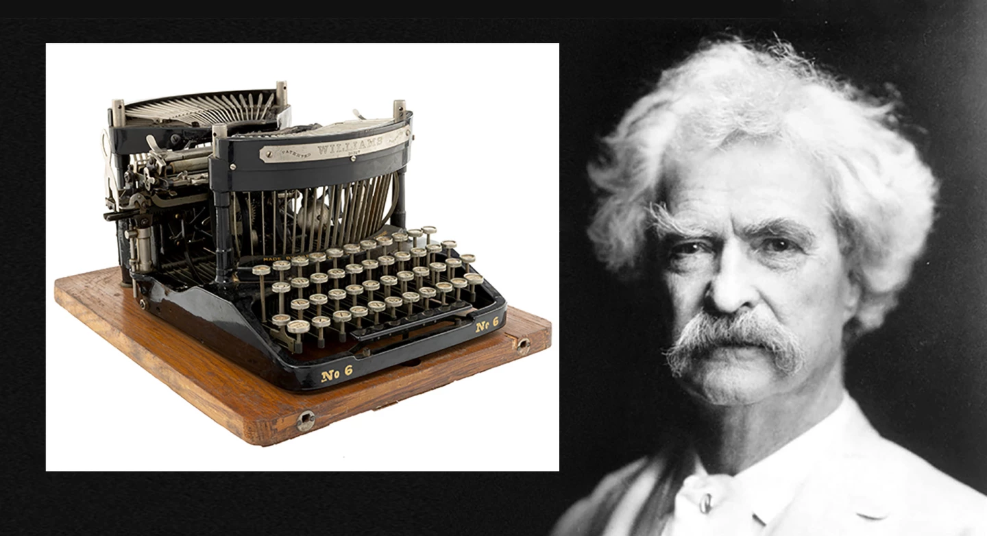 The Williams Typewriter Company's best known customer was Samuel Langhorne Clemens (Mark Twain | 1835 – 1910). Twain embraced the new technology enough to become quite famously frustrated with his Remington typewriter and his weapon of choice in the twilight of his life was a Williams.