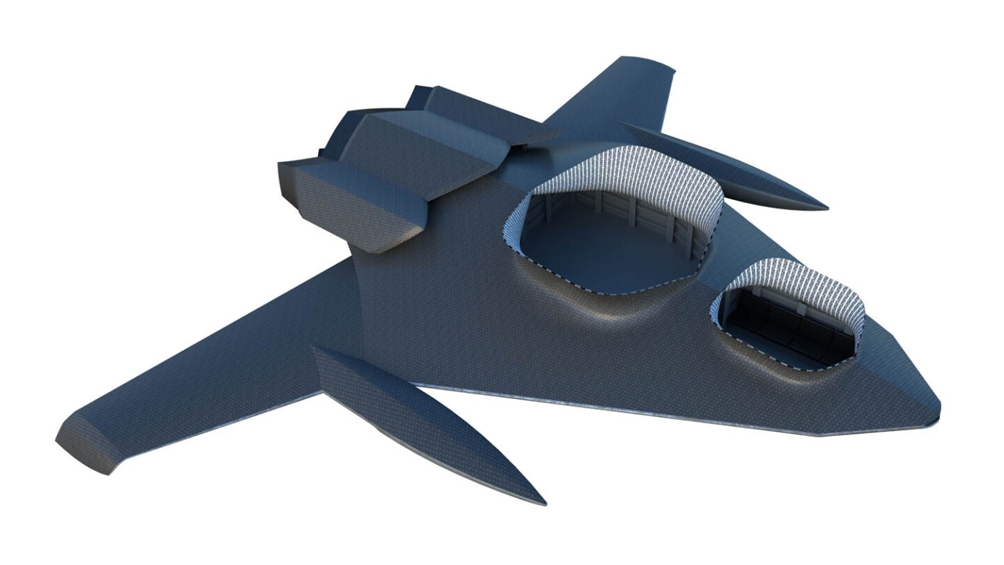 Ekranoplan with hatches open