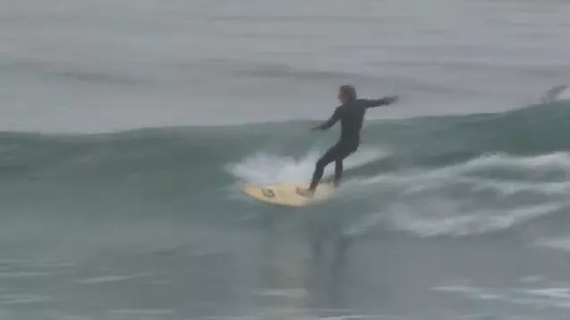 The computer-equipped surfboard in action