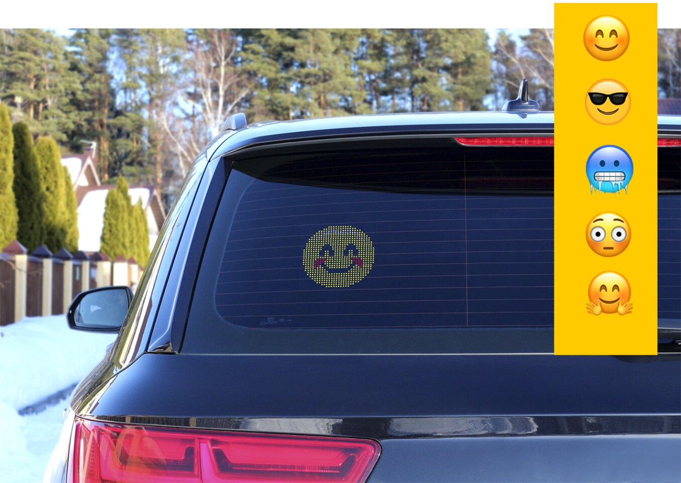 Mojipic puts a voicecontrolled, emojibased animated display in your car window