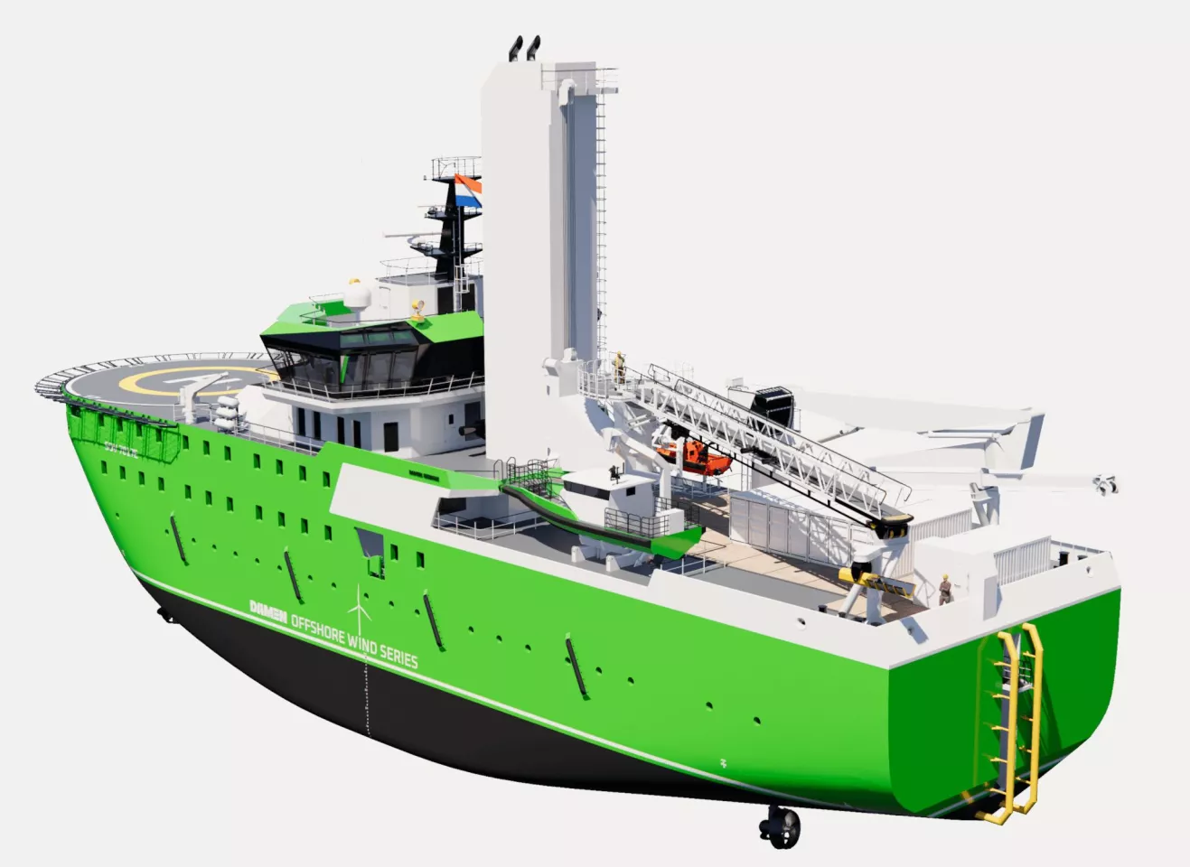 The offshore charging cable and connector have been incorporated into the vessel's motion-compensated gangway