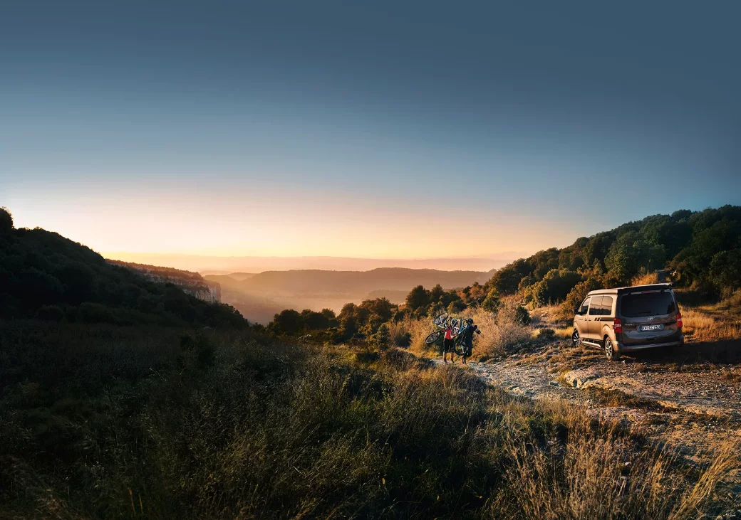 Two people can use the Crosscamp as a spacious two-sleeper adventure van