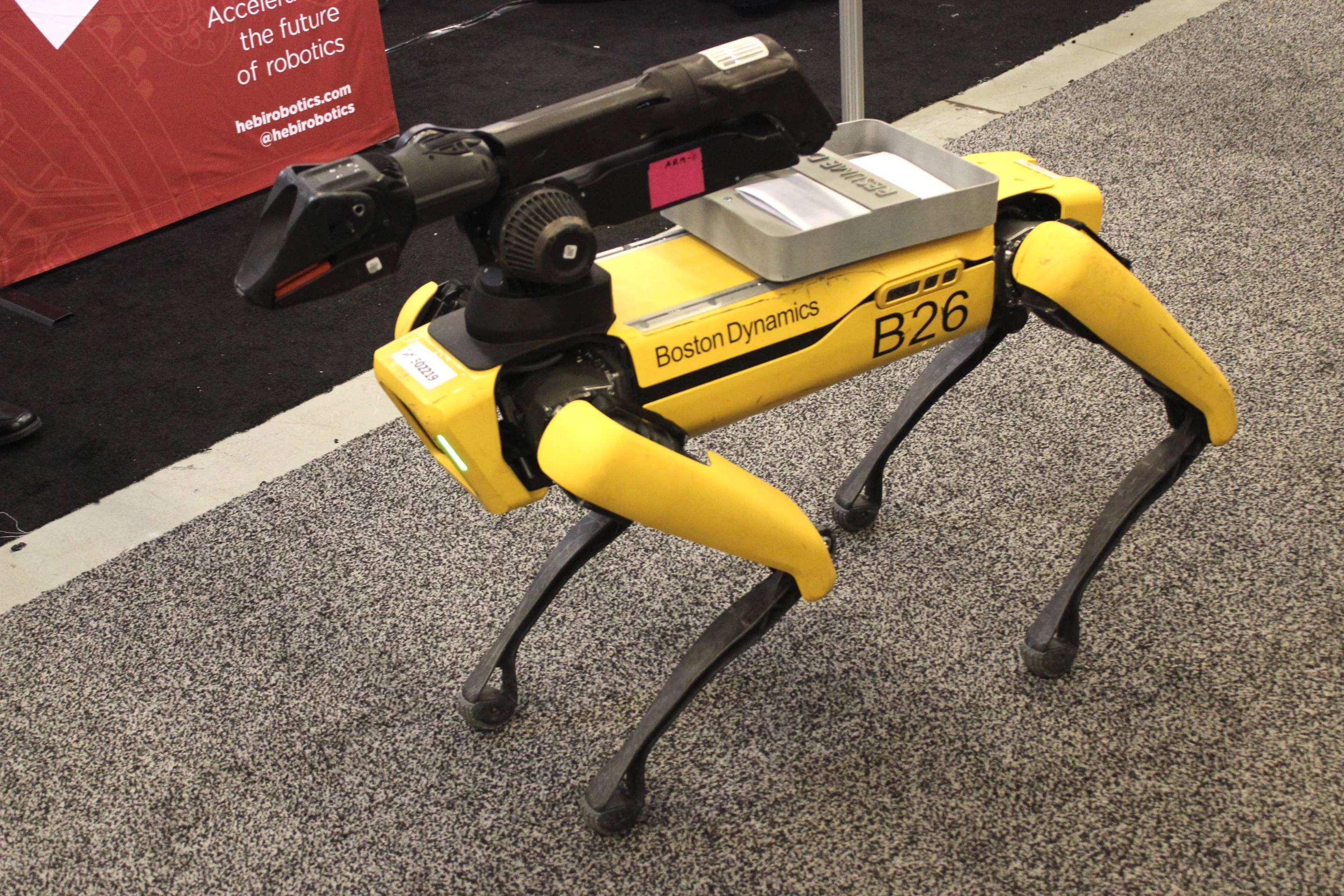 Boston Dynamics brought its quadruped SpotMini to the show, and took it out to prance around the exhibit hall