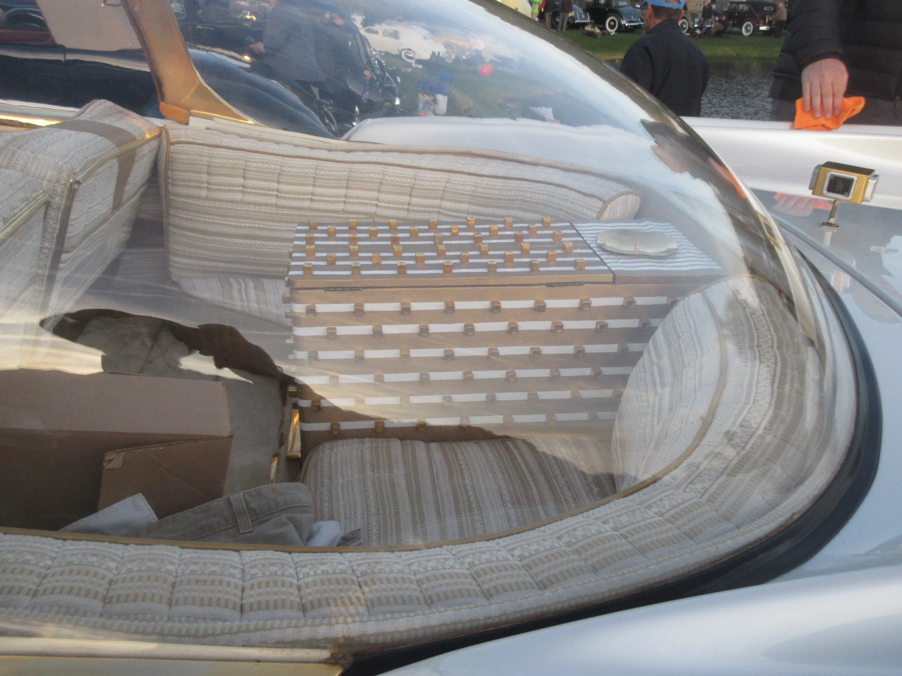 Initially owned by customizer George Barris, this converted 1953 Lincoln Capri was even further modified by its second owner Jim Street in 1956. Powered by a 317 cubic-inch Lincoln V-8, it was a former SEMA show car with “pop up” doors, futuristic auto starter with remote control, voice command module, on-board television and a centrally mounted “Unitrol” lever that could steer, accelerate and brake all at once. Illuminated tires were specially made by Goodyear.