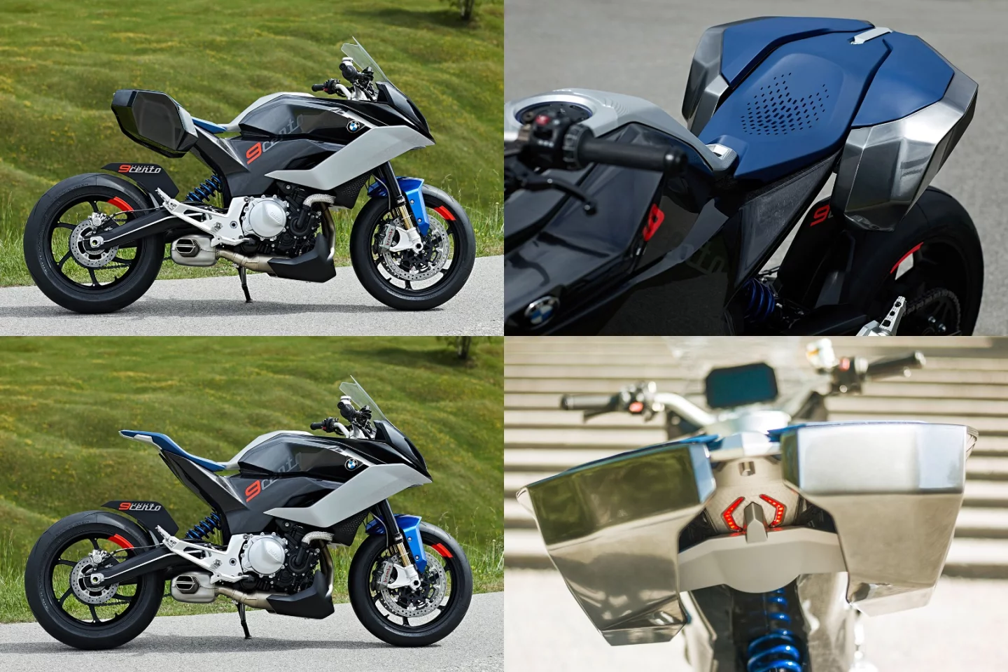 The integrated panniers break new ground in styling. We've seen panniers designed to blend with the lines of a motorcycle before, but never to this degree. Though the capacity of the cases is not large, the innovative system essentially offers two versions of the same bike. With the cases removed, the 9cento rear end almost disappears, though there is still the capacity to carry a pillion.