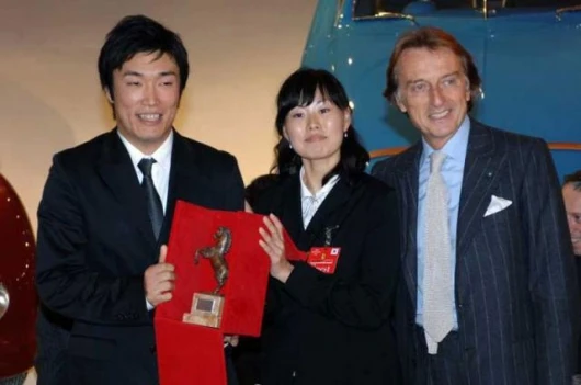 Daisuke Nagasato, Kim Teakyung e Hiroaki Yakubo, Tre Diviso project designers,with President Montezemolo