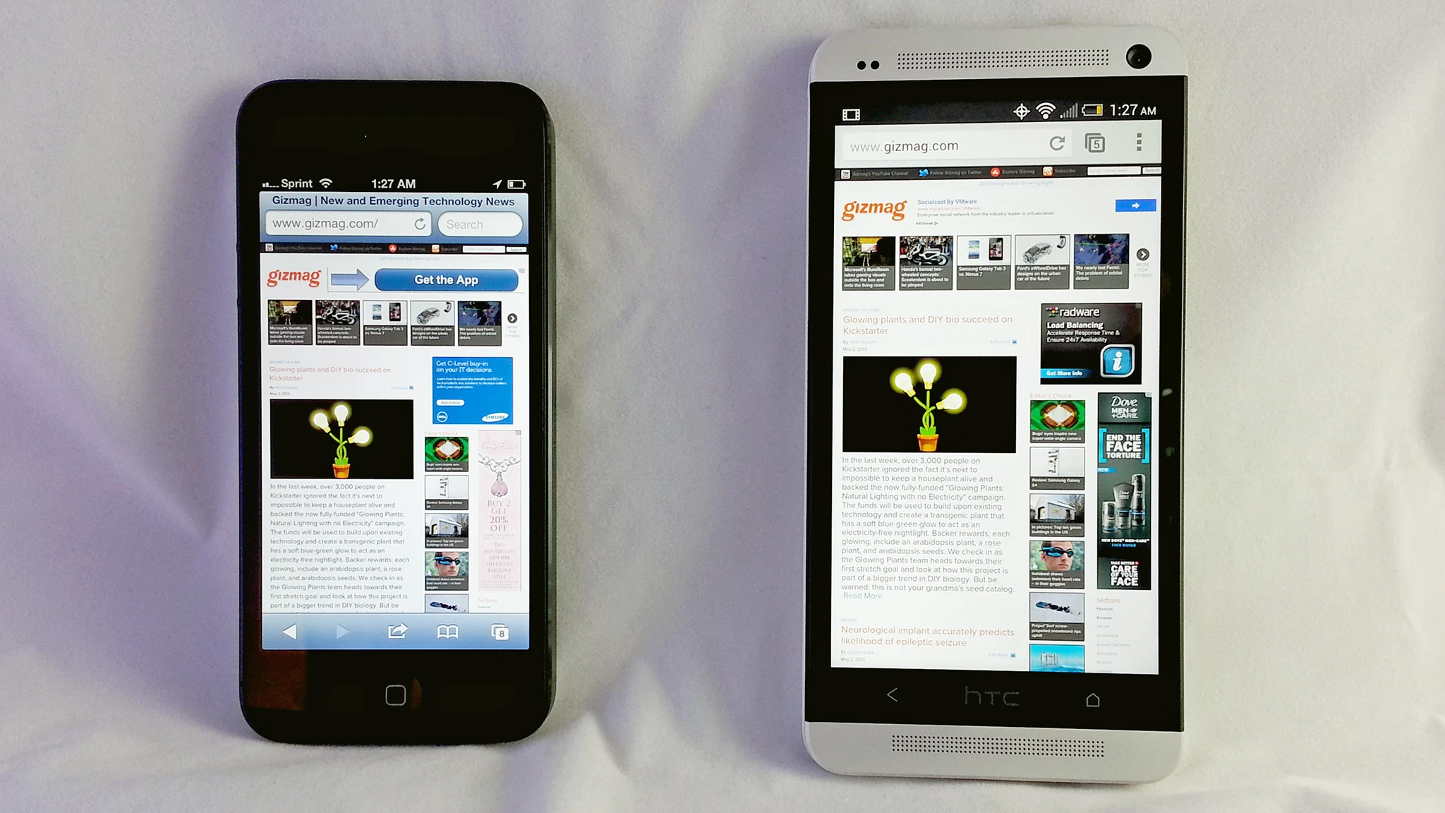 The HTC One is much bigger than the iPhone 5, but it doesn't feel too big