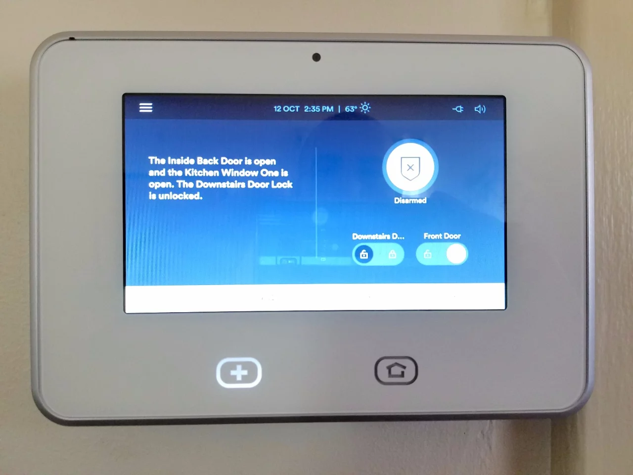 The main control panel for the Vivint home security system