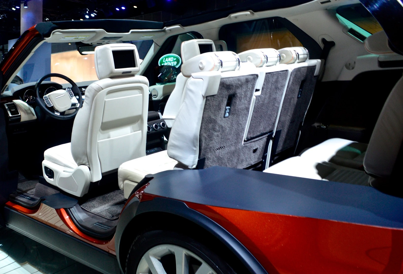 The Land Rover Discovery's three rows ready for passengers