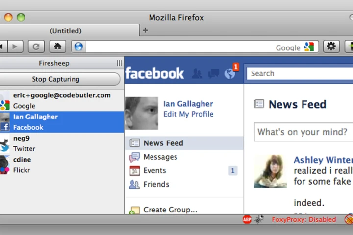 The Firesheep add-on for Firefox