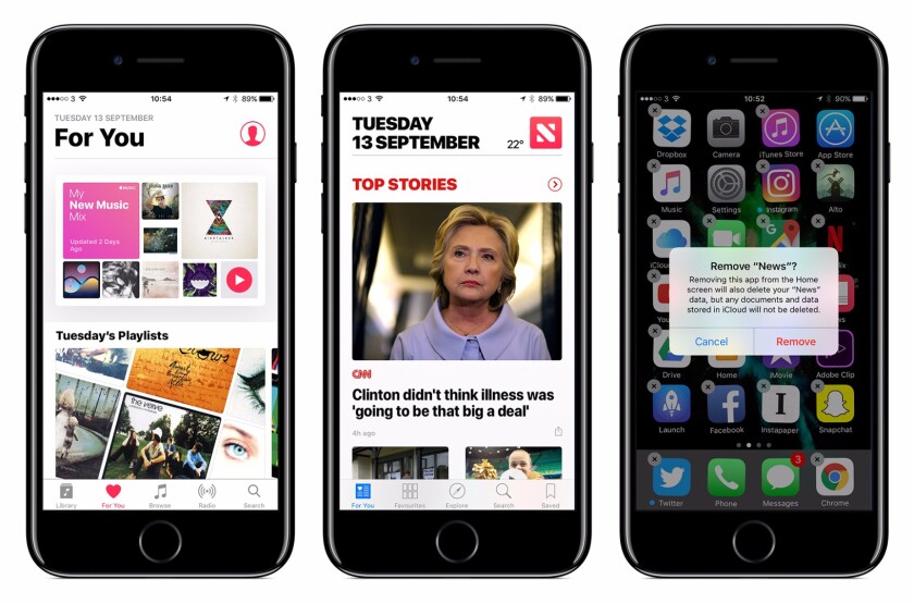 It's inside the stock apps like Music and News where there's most change, and most of them can now be removed if you don't want them