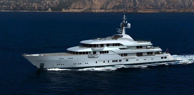 Artist's rendering of Feadship's new Hampshire II luxury motoryacht under way