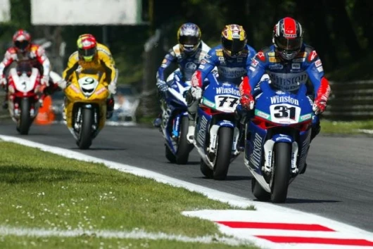 The Winston ten Kate Hondas of Muggeridge and Vermeulen during race two