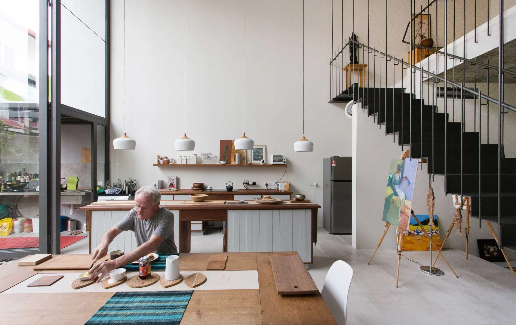 Kitchen and living areas inside the Planter Box House
