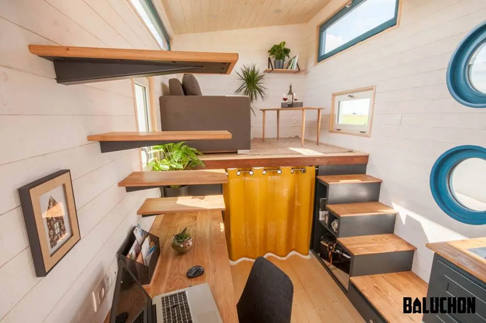The Valhalla's living room is raised and includes a sofa