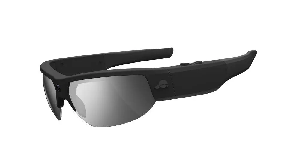 With the push of a button on the top of the arm, the camera begins shooting in default 30-fps 1080p video