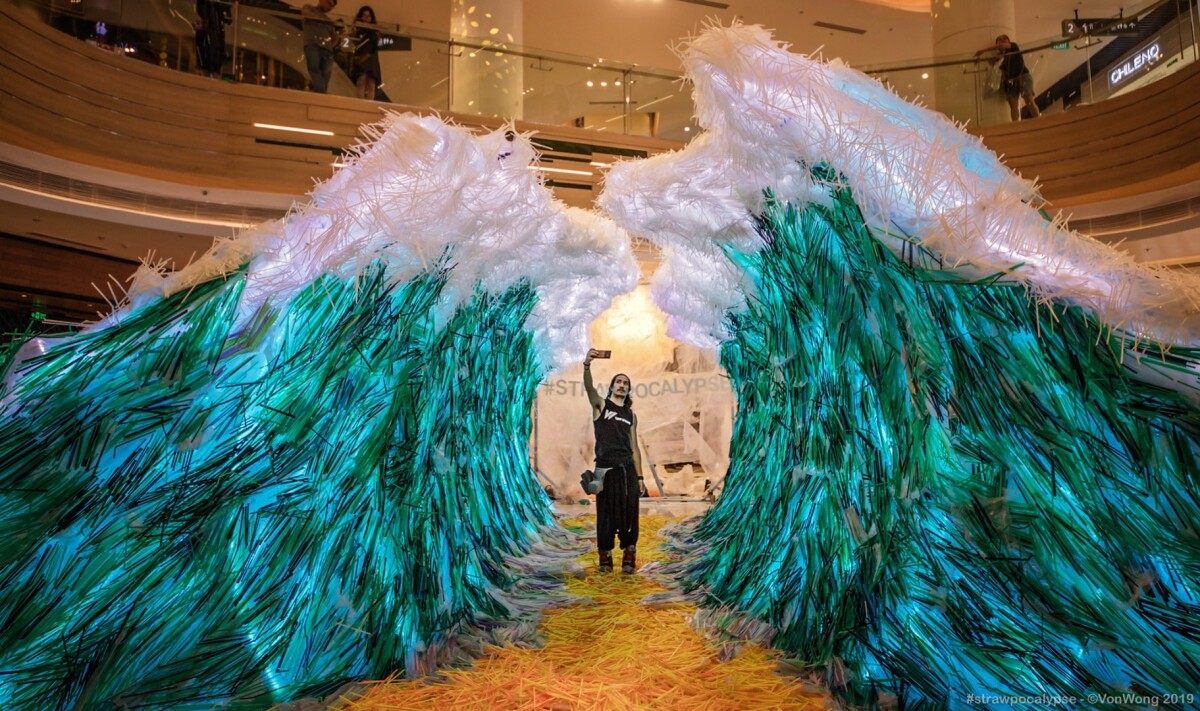 Canadian artist Benjamin Von Wong's Strawpocalypse installation