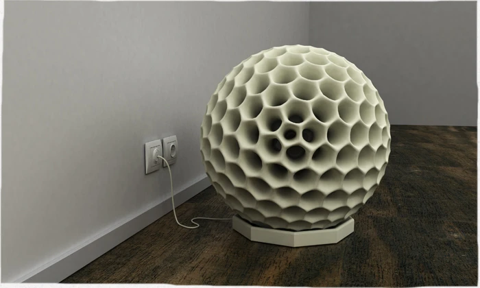 The Dustball robotic vacuum cleaner returns to its docking station for charging or when the dust collector is full