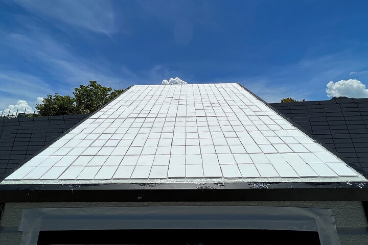 A prototype of the new cooling ceramic material on a rooftop